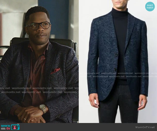 Etro Chevron Jacket worn by Jeff Colby (Sam Adegoke) on Dynasty