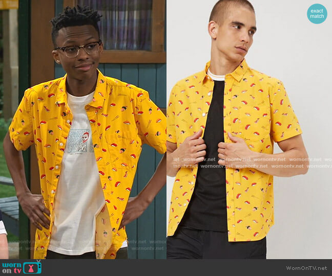 Forever 21 Classic Fit Sushi Shirt worn by Noah Lambert (Israel Johnson) on Bunkd