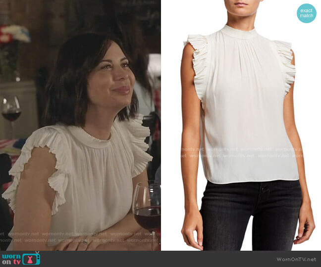 Frame Pleated Ruffle-Trim Sleeveless Top worn by Cassandra Nightingale (Catherine Bell) on Good Witch