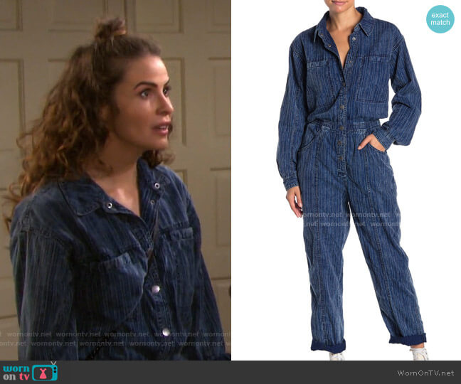 Free People Ari Coveralls worn by Sarah Horton (Linsey Godfrey) on Days of our Lives