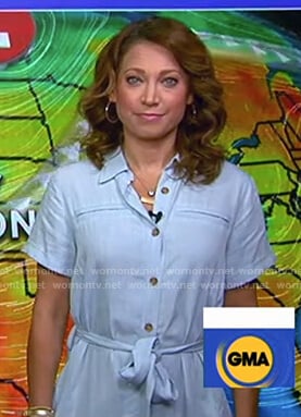 Ginger’s light blue chambray shirtdress on Good Morning America