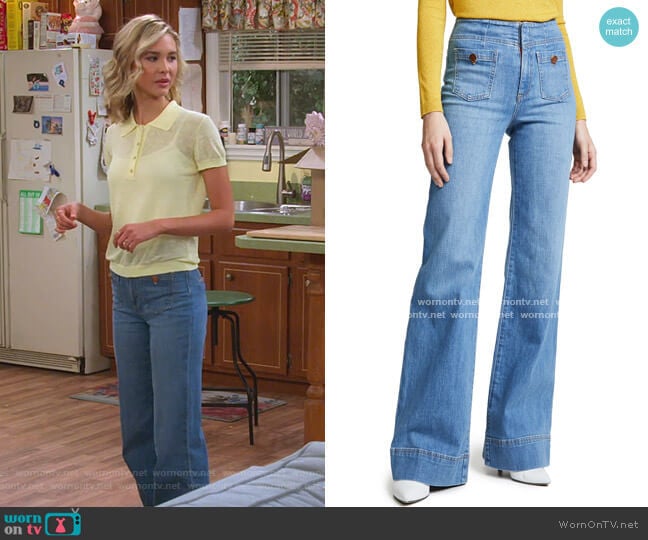 Alice + Olivia Jeans Gorgeous Wide Leg Jeans worn by Katie Cooper (Isabel May) on Alexa & Katie