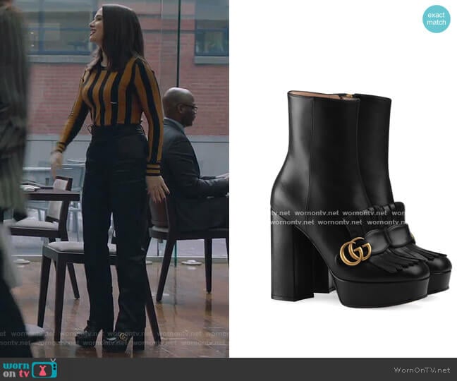 Gucci Leather Ankle Boot with Plateau and Fringe worn by Jane Sloan (Katie Stevens) on The Bold Type