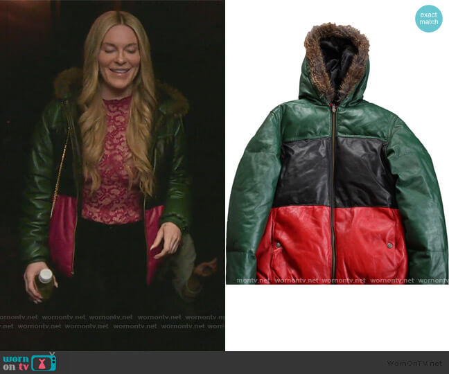 Supreme Gucci Colab Leather Jacket worn by Leah McSweeney on The Real Housewives of New York City