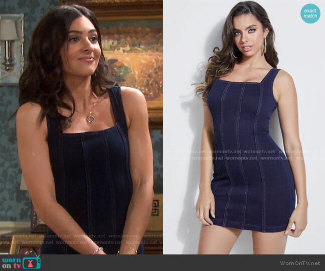 Guess Vivian Denim Bodycon Dress worn by Gabi Hernandez (Camila Banus) on Days of our Lives