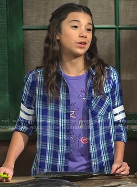 Gwen’s blue plaid shirt on Bunkd