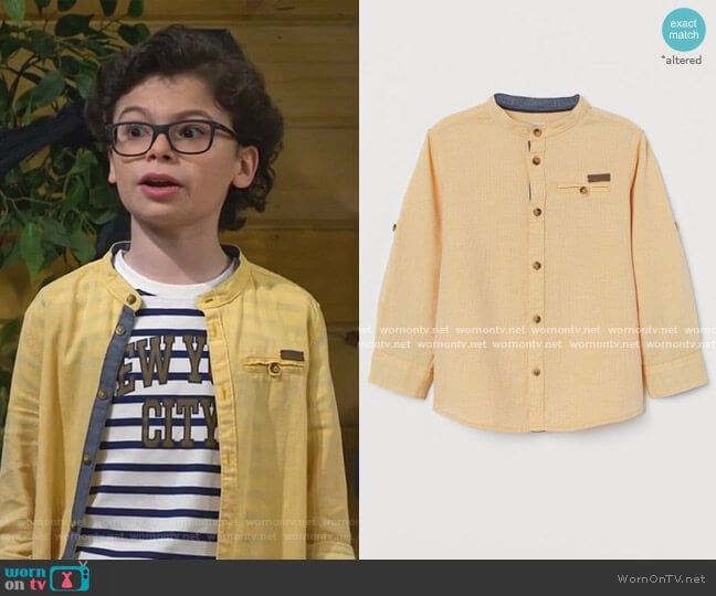 H&M Band-Collar Shirt worn by Matteo Silva (Raphael Alejandro) on Bunkd