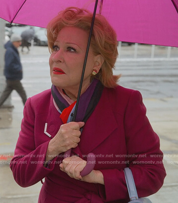 Hadassah’s pink wrap coat on The Politician