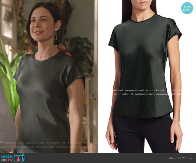 Helmut Lang Satin Cap Sleeve Top worn by Cassandra Nightingale (Catherine Bell) on Good Witch