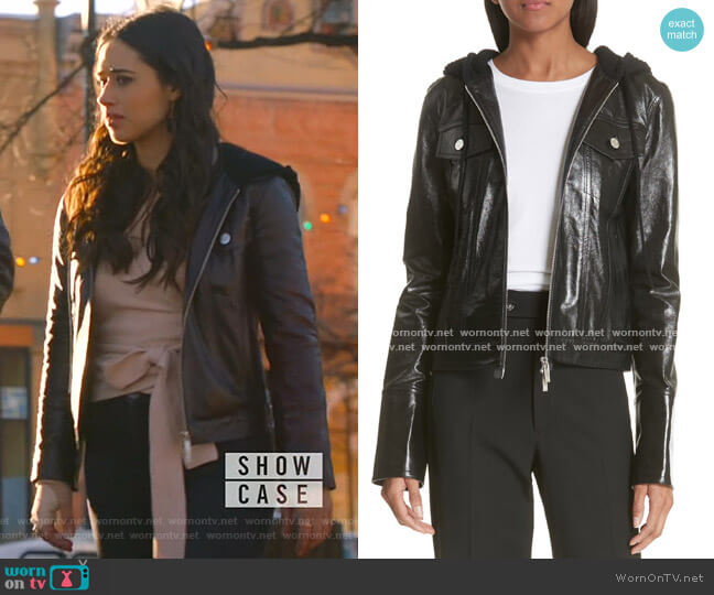 Helmut Lang Hooded Leather Jacket worn by Liz Ortecho (Jeanine Mason) on Roswell New Mexico