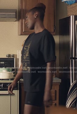 Issa’s black bike pants on Insecure