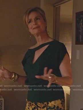 Jacqueline’s green asymmetric cutout top on The Bold Type