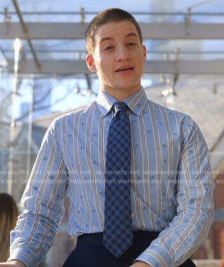 James’s blue bee striped shirt on The Politician