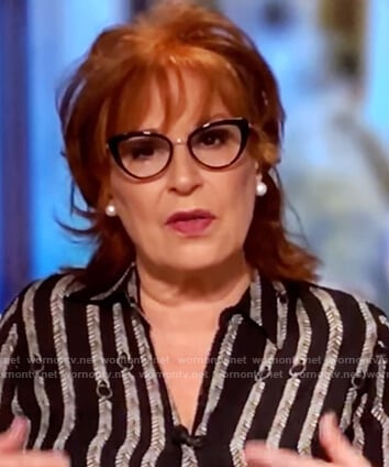 Joy’s black chain print blouse on The View