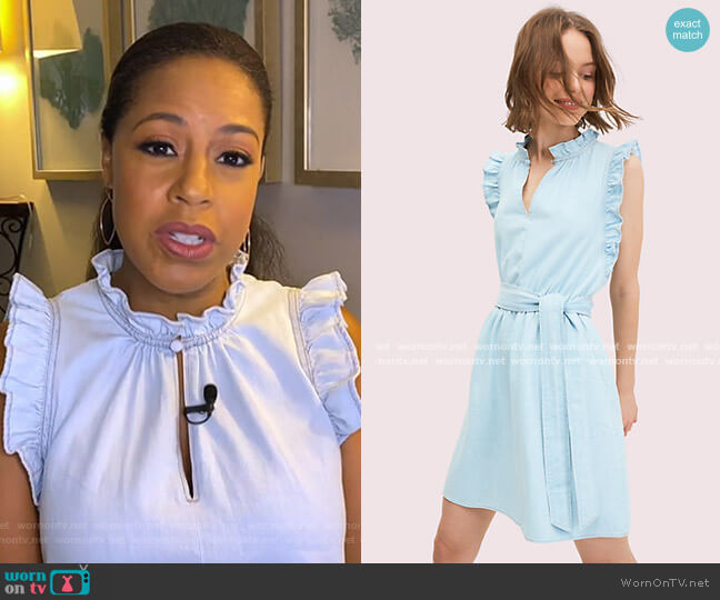 Kate Spade Denim Ruffle Dress worn by Sheinelle Jones on Today