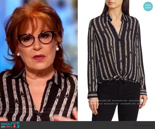 L'Agence Nina Aguillette Printed Silk Blouse worn by Joy Behar on The View