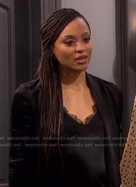 Lani’s black lace-trim camisole on Days of our Lives