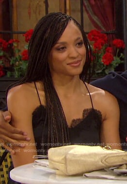 Lani’s black lace-trim camisole on Days of our Lives