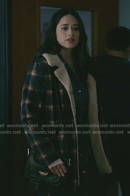 Liz’s plaid shearling coat on Roswell New Mexico