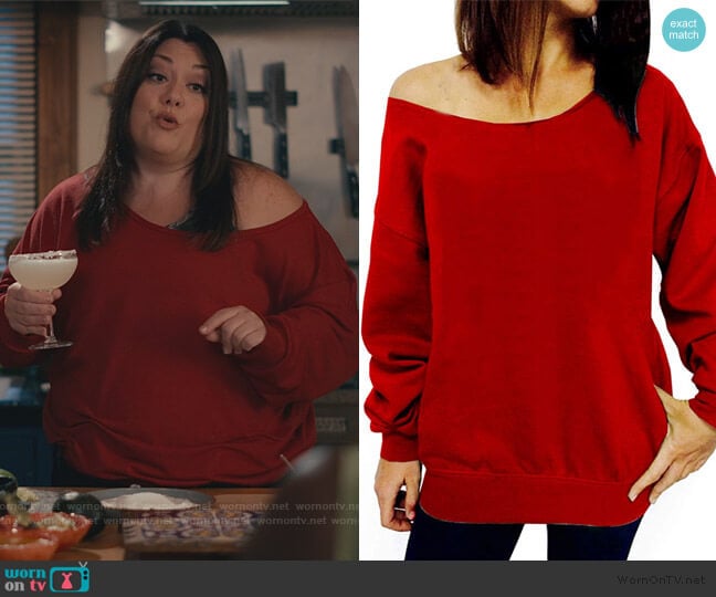 Lymanchi Off Shoulder Sweatshirt worn by Dana Sue Sullivan (Brooke Elliott) on Sweet Magnolias