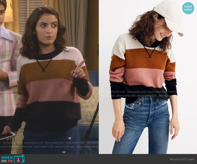 Madewell Cashmere Sweatshirt in Vernon Stripe worn by Ramona Gibbler (Soni Nicole Bringas) on Fuller House