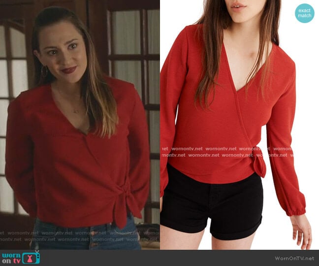 Madewell Texture & Thread Crepe Wrap Top worn by Joy Harper (Katherine Barrell) on Good Witch