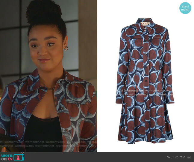 Marni Geometric Print Shirt Dress worn by Kat Edison (Aisha Dee) on The Bold Type