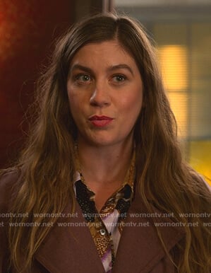 McAfee’s abstract print blouse on The Politician