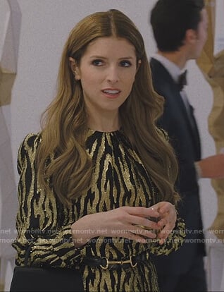 Darby’s gold metallic zebra stripe mini dress on Love Life