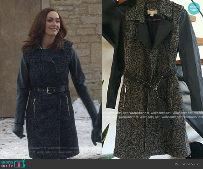 Michael Kors Collection Tweed Trench Coat worn by Abigail Pershing (Sarah Power) on Good Witch