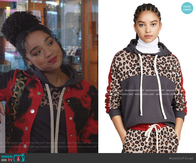 Monrow Print Block Pullover Hoodie worn by Kat Edison (Aisha Dee) on The Bold Type