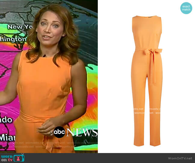 New York & Company Belted Jumpsuit worn by Ginger Zee on Good Morning America