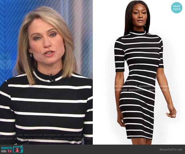New York & Company Mock Neck Shift Dress worn by Amy Robach on Good Morning America