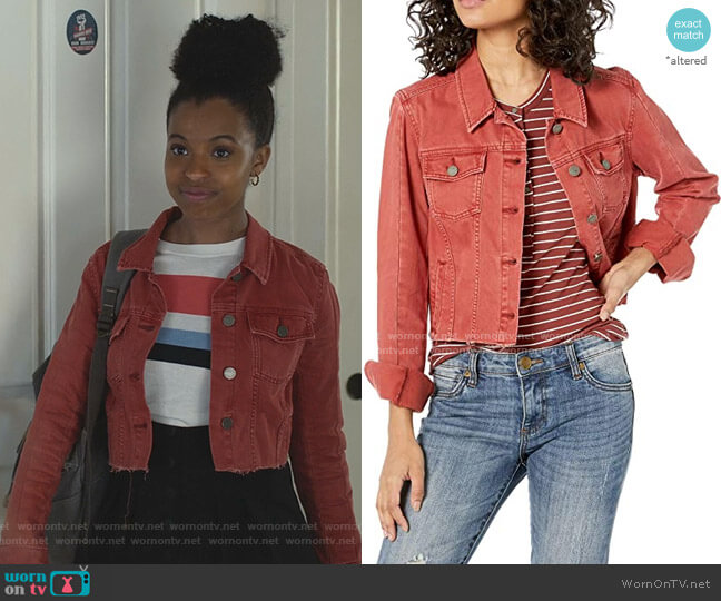 Paige Vivienne Raw Hem Denim Jacket worn by Ani (Grace Saif) on 13 Reasons Why