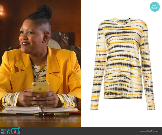 Proenza Schouler Tie Dye Long Sleeve T-Shirt worn by Skye (Rahne Jones) on The Politician