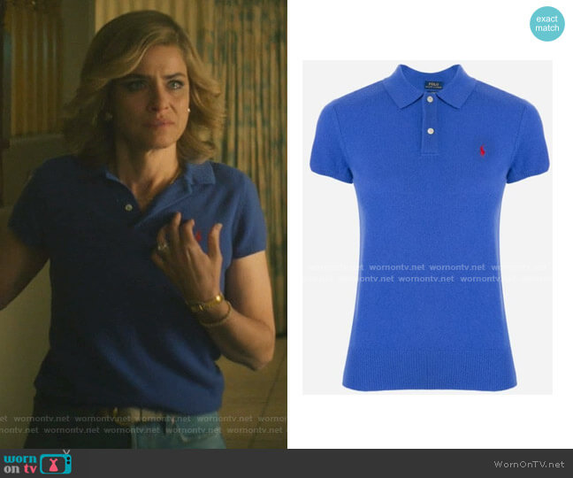 Polo Ralph Lauren Ribbed Knit Polo Top worn by Betty Broderick (Amanda Peet) on Dirty John