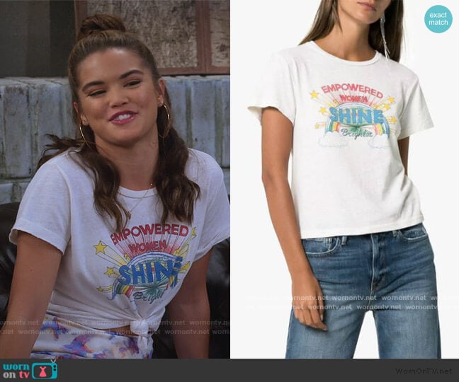 Re/done Shine Graphic Print T-shirt worn by Alexa Mendoza (Paris Berelc) on Alexa & Katie