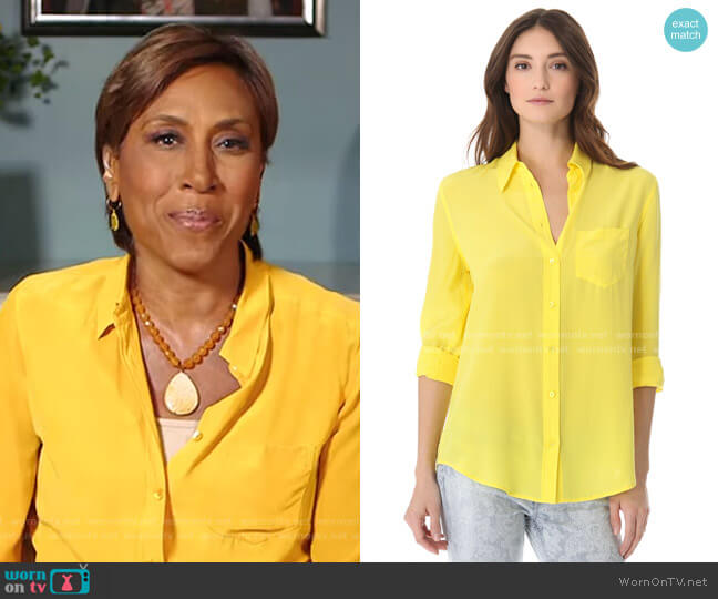 Equipment Reese Button Down Shirt with One Pocket worn by Robin Roberts on Good Morning America