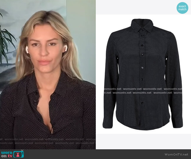 Saint Laurent Signature Polka Dot Shirt worn by Morgan Stewart on E! News