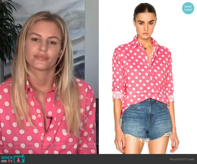 Saint Laurent Polka Dot Shirt worn by Morgan Stewart on E! News