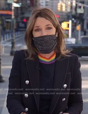 Savannah’s rainbow trim sweater and blazer on Today