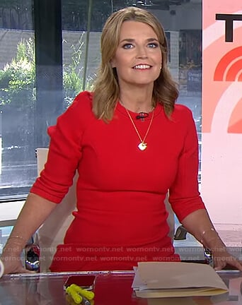 Savannah’s red three quarter sleeve dress on Today