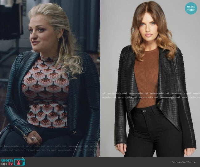 Guess Shayna Drape Leather Jacket