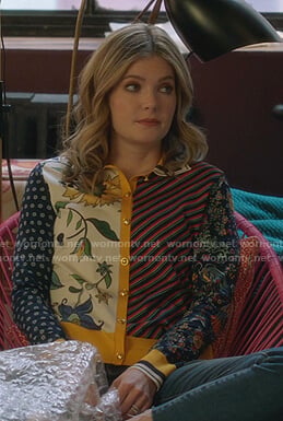 Sutton’s mixed print blouse on The Bold Type