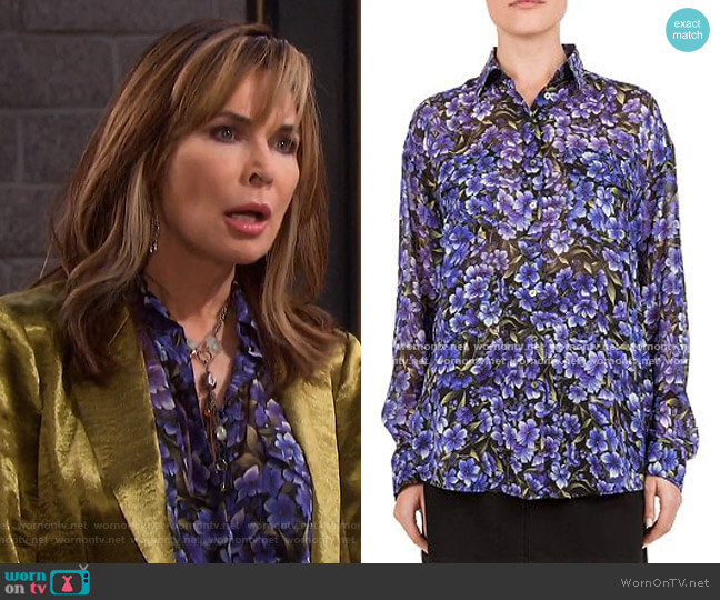 The Kooples Hortensia Silk Shirt worn by Kate Roberts (Lauren Koslow) on Days of our Lives