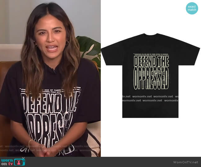 The Last Adam Defend The Oppressed Tee worn by Erin Lim on E! News