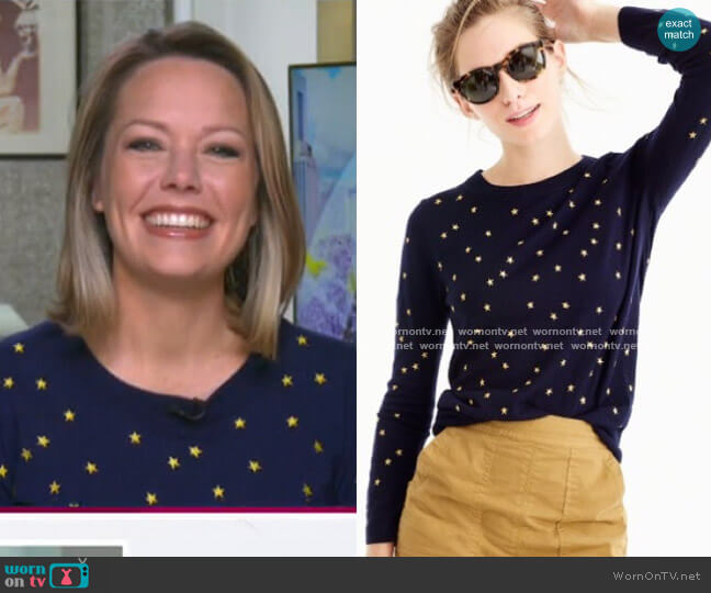 J.Crew Tippi Sweater in Embroidered Stars worn by Dylan Dreyer on Today