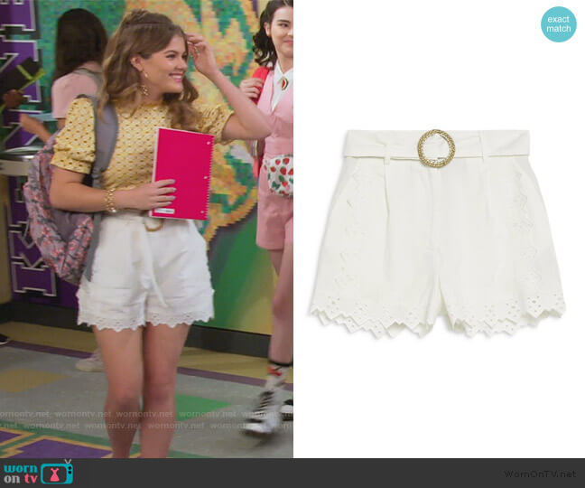 Topshop Broderie Belted Shorts worn by Gwenny (Kerri Medders) on Alexa & Katie