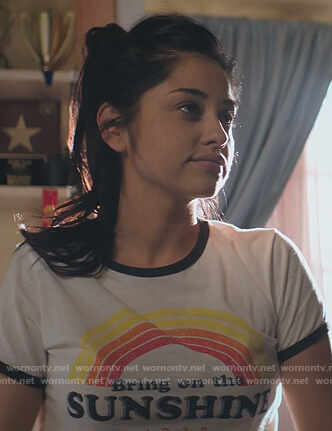 Yolanda’s white Sunshine ringer tee on Stargirl