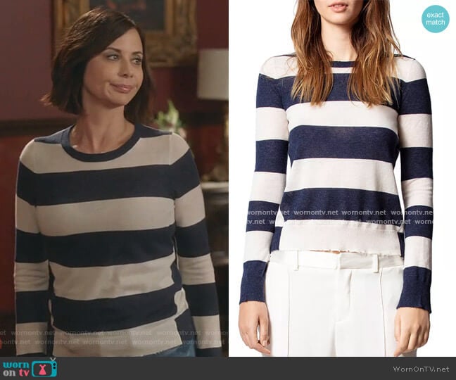 Zadig & Voltaire Striped Cashmere Sweater worn by Cassandra Nightingale (Catherine Bell) on Good Witch